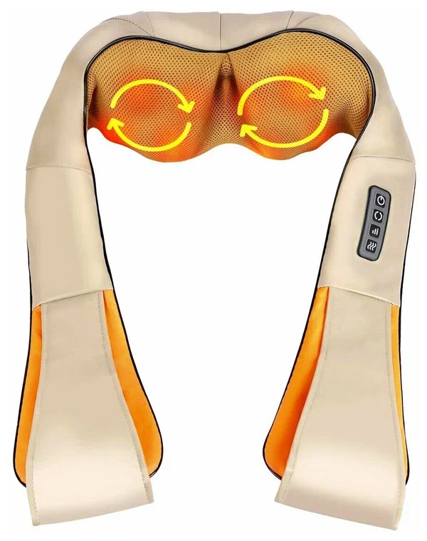 Роликовый массажер подушка для шеи, спины и плеч с прогревом Massager of Neck Kneading